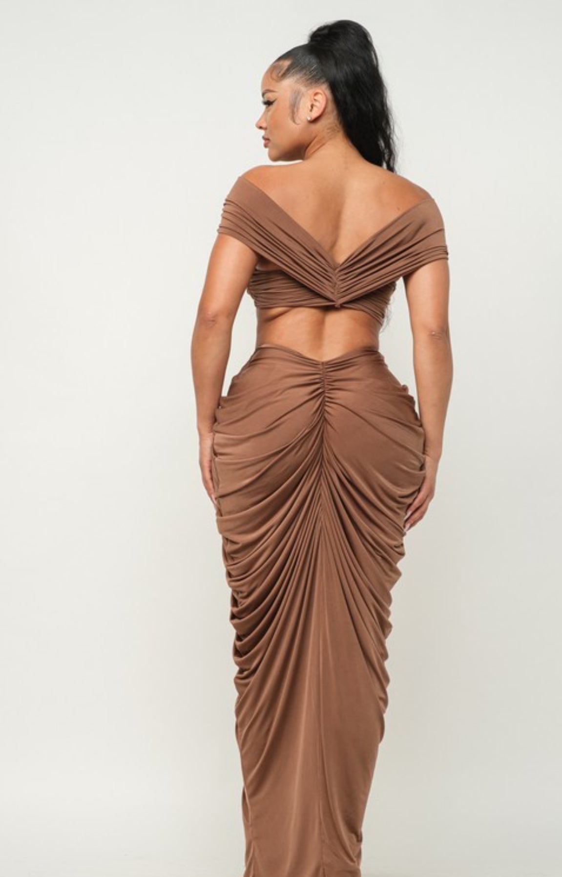 RUSHED MAXI SKIRT SET