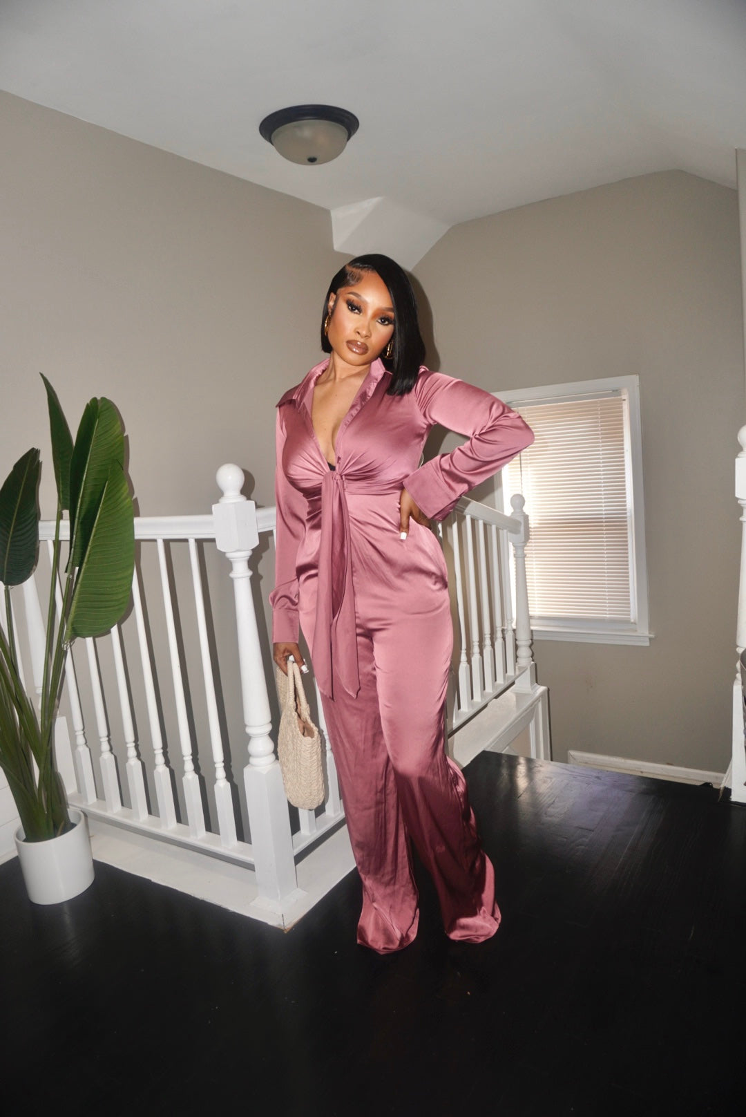 SUCH A LADY LONG SATIN JUMPSUIT