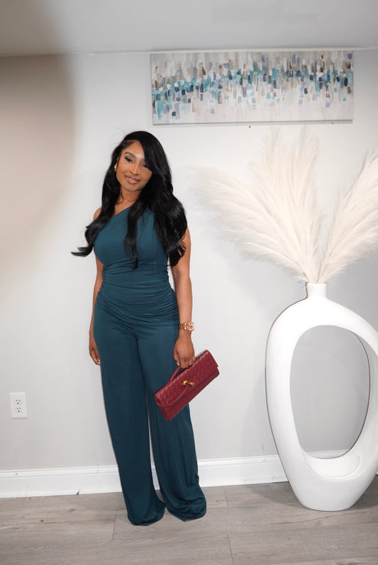 CLASSY GIRL TEAL WIDE LEG PANTS SET